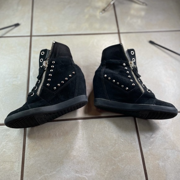 Women's guess wedge heels black double zipper flip back - Picture 6 of 10